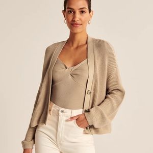 Abercrombie Brown Twist Sweater Tank and Cardigan Set